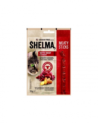 SHELMA SNACK MEATY STICKS ΓΑΤΑΣ GRAIN FREE ΜΟΣΧΑΡΙ 30X15G
