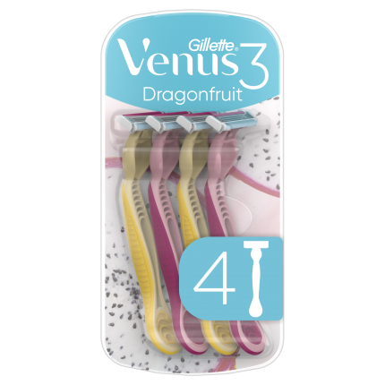 Gillette Venus 3 Dragonfruit Γυναικεία Ξυραφάκια Μιας Χρήσης, 4 Τεμάχια