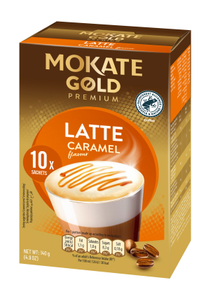 MOKATE ΚΑΦΕΣ GOLD PREMIUM LATTE CARAMEL ΣΕ ΦΑΚΕΛΑΚΙΑ 10ΤΕΜ.