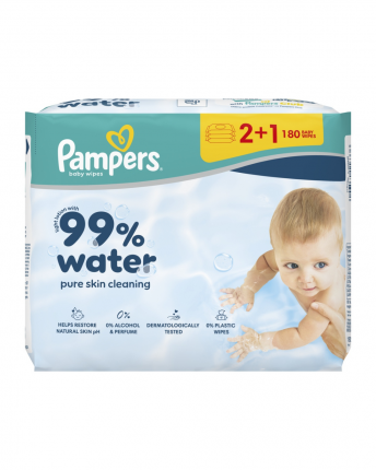 PAMPERS WIPES AQUA 99% WATER 6X3X60(2+1)