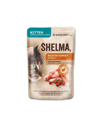 SHELMA POUCH GRAIN FREE/ ΥΓΡΗ ΤΡΟΦΗ ΓΑΤΑΣ KITTEN ΓΑΛΟΠΟΥΛΑ,ΚΡΑΝΜΠΕΡΙ 28x85GR